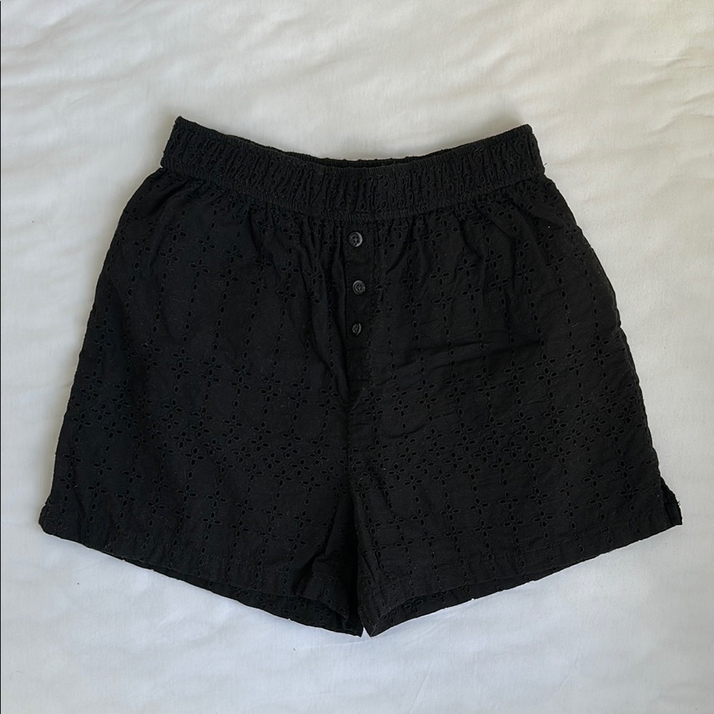 ONIA Black Eyelet Shorts